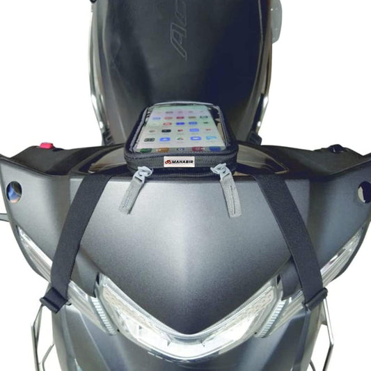 Premium Mobile Holder/Pouch-Bag for All Scooters Scooty Activa Jupiter EV's | Universal X1 Model (Grey & Black)