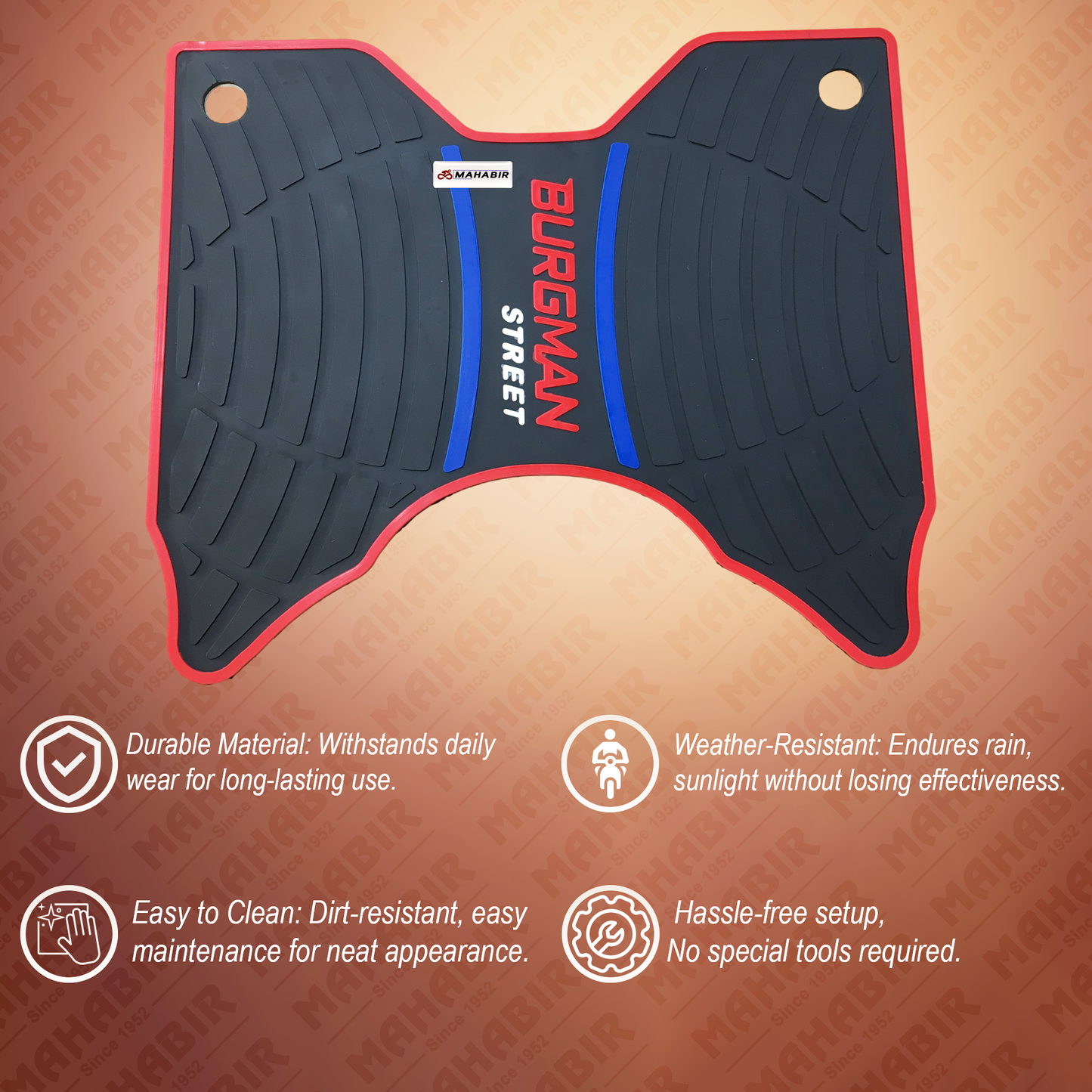 BURGMAN FOOT MAT – PREMIUM FLOOR MAT FOR BURGMAN STREET 125 BS6 (RED & BLUE)