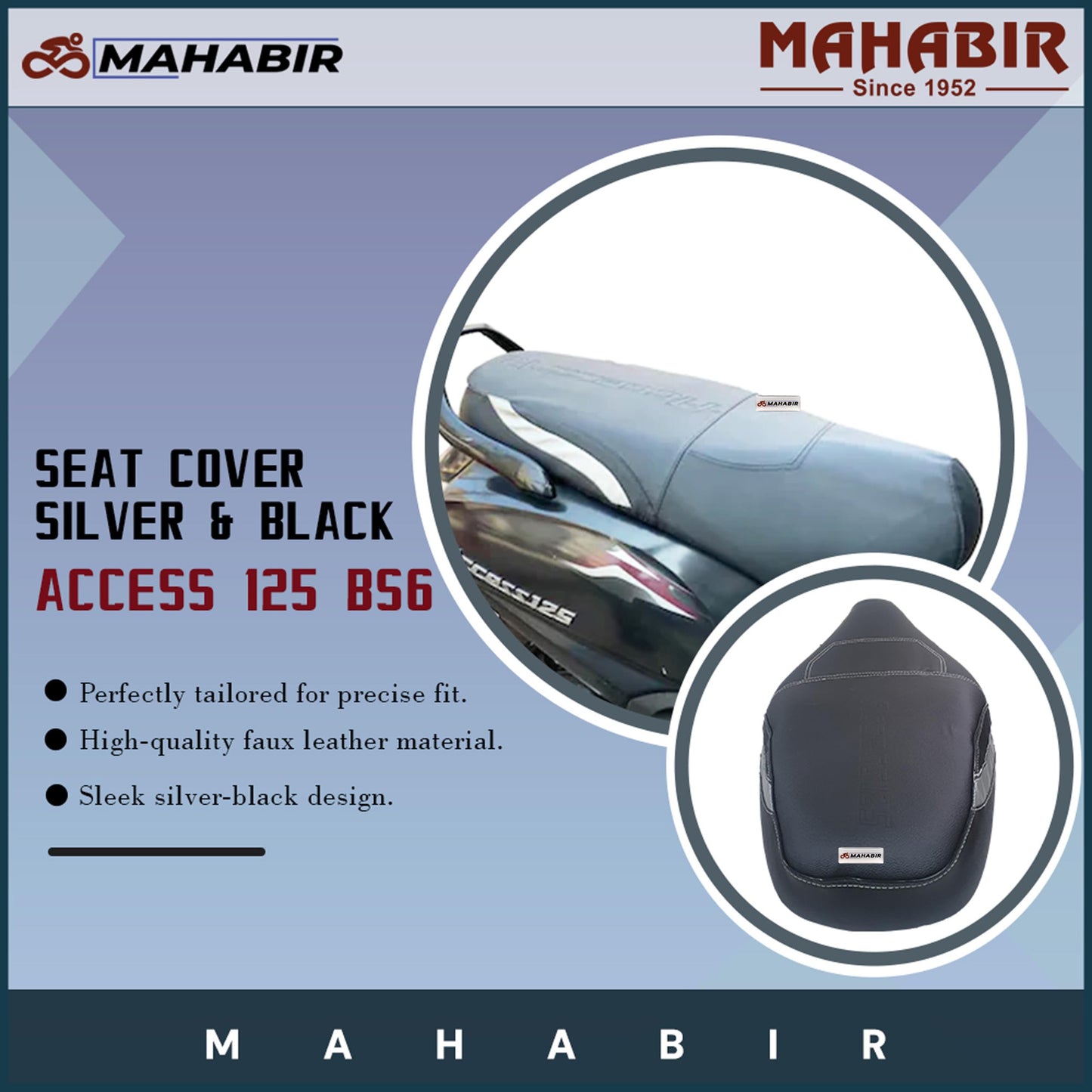 SEAT COVER ACCESS 125 BS6  Silver & Black