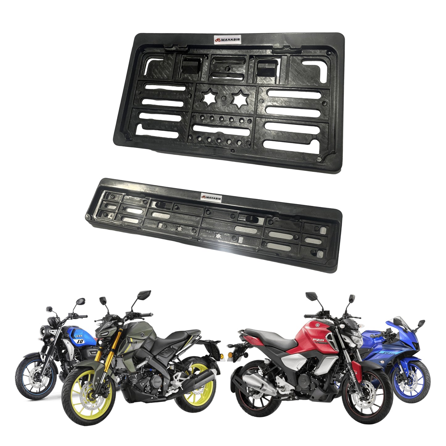 Number Plate Frame for Motorcycle Black Set of 2